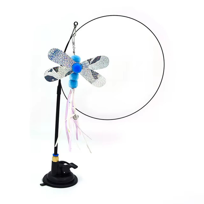 Funny Cat Toys Suction Cup Steel Wire Interactive Cat Teasing Stick Mouse Feather Butterfly Replacement Head Pet Supplies