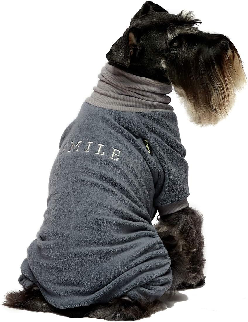 Embroidery Dog Clothes Turtleneck Thermal Fleece Puppy Pajamas Doggie Outfits Cat Onesies Jumpsuits Blue Medium