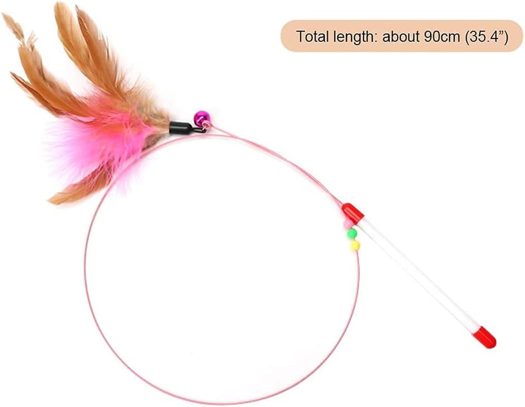 N/B 4Pcs Cat Toys Sisal Ball with Bell, Retractable Teaser Wand Toy, Springs Interactive Feather Toys, Pet Scratching Chew Eco-Friendly Bite Fluffy Mouse (Random Color)