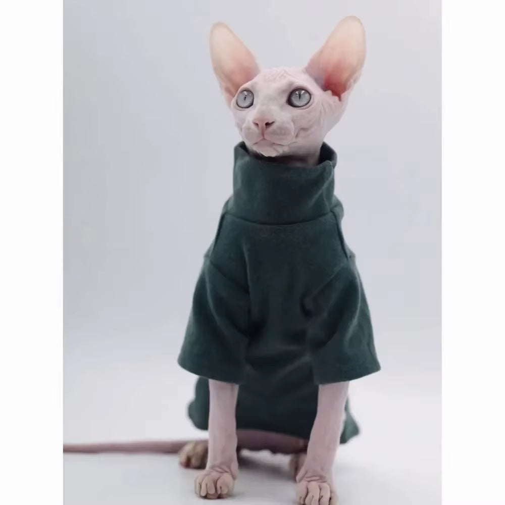 Sphynx Cat Clothes Pet Baby Soft Cotton Winter Cat Outfit for Cornish Solid Color Devon Hairless Cat Sweater Costume Pet Clothes