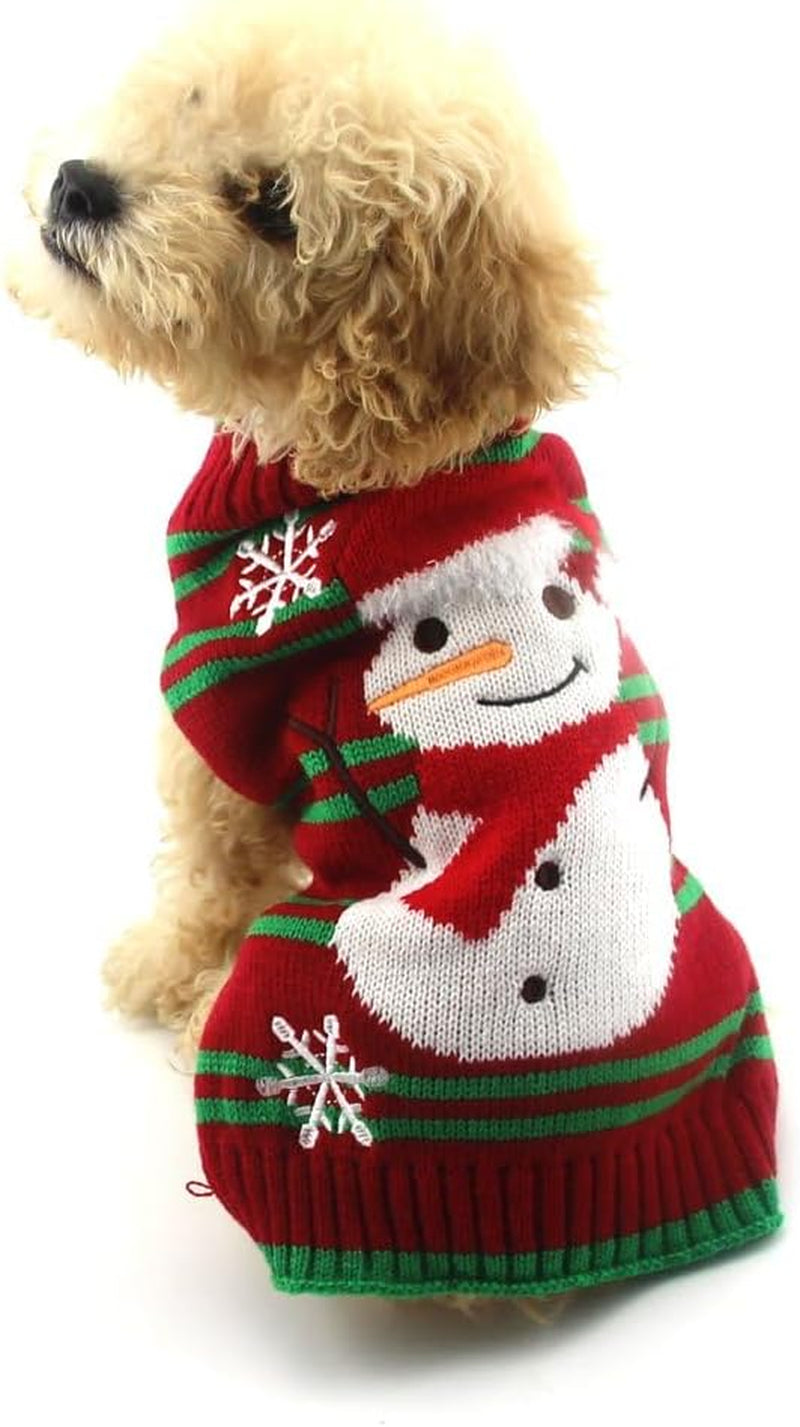 Dog Snow Sweaters - Xmas, Holiday & New Year Sweaters for Small Dogs & Cats (Snowman, XS)