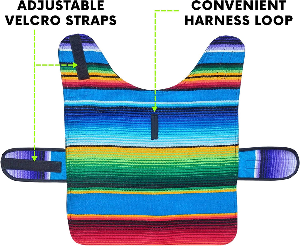 Dog Clothes - Handmade Dog Poncho from Authentic Mexican Blanket by  (Blue, XXL)