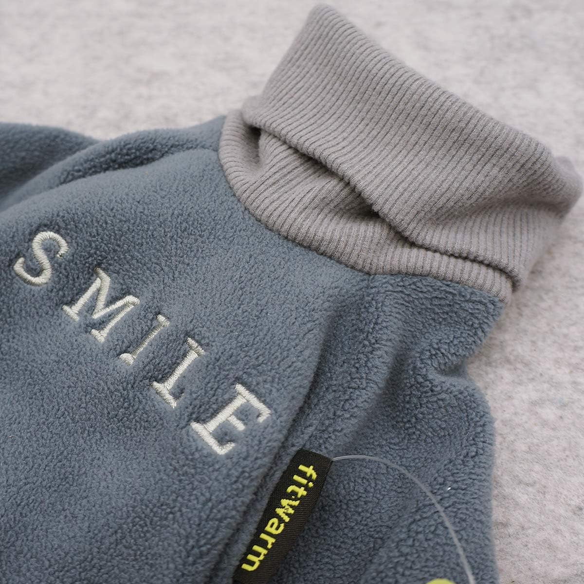 Embroidery Dog Clothes Turtleneck Thermal Fleece Puppy Pajamas Doggie Outfits Cat Onesies Jumpsuits Blue Medium