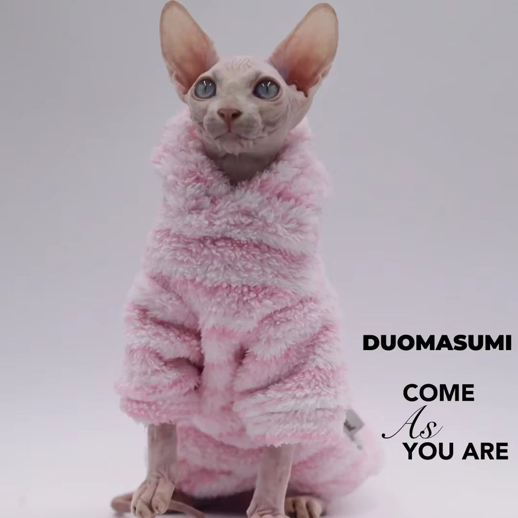 Soft Double-Sided Fluffy Winter Jacket Warmth Coat for Cat Thickening Sphinx Sphynx Cat Clothes Hairless Cat Outfits