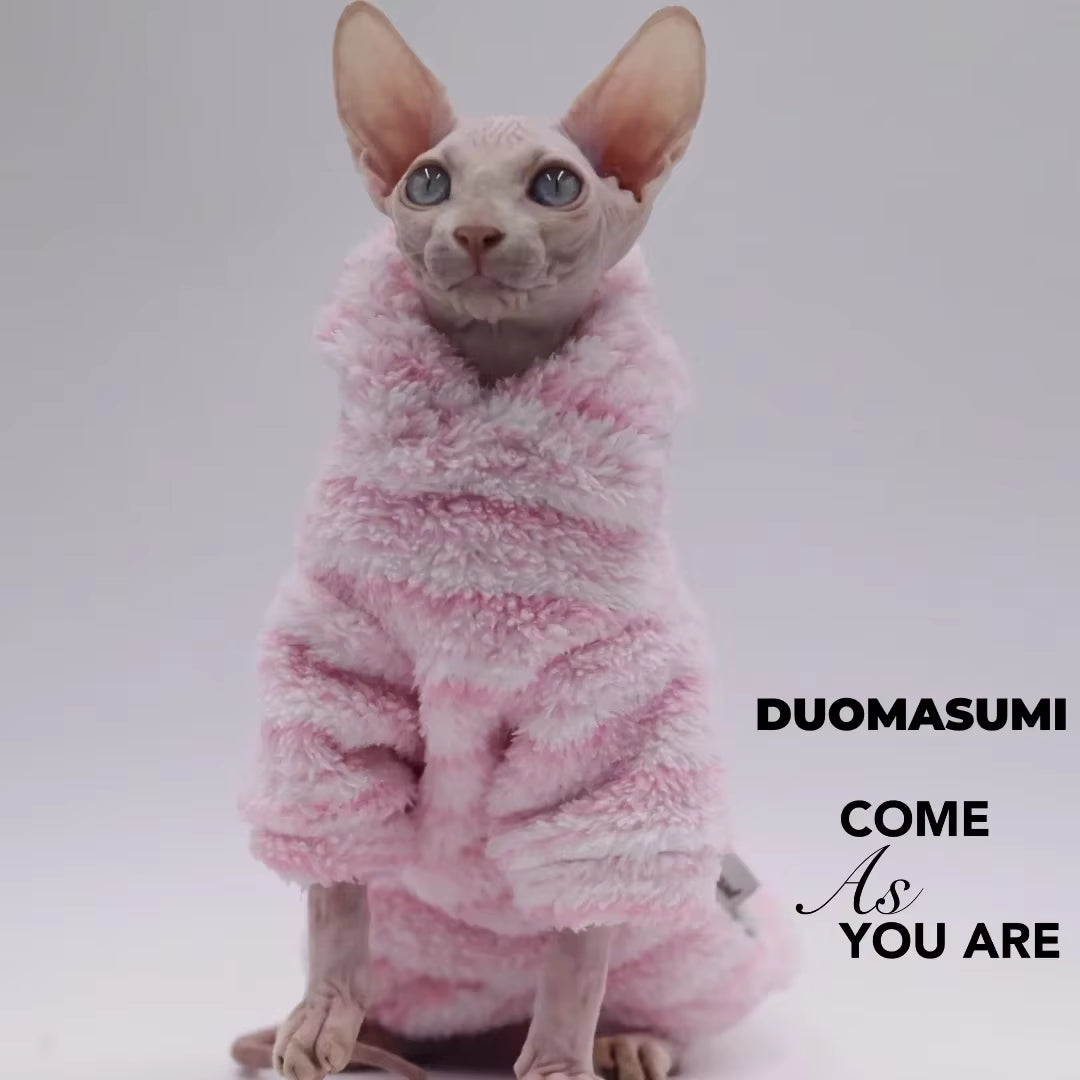 Soft Double-Sided Fluffy Winter Jacket Warmth Coat for Cat Thickening Sphinx Sphynx Cat Clothes Hairless Cat Outfits
