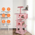 55'' Multi-Level Cat Tree Condo Cat Tower W/Scratching Posts & Plush Perch, Pink
