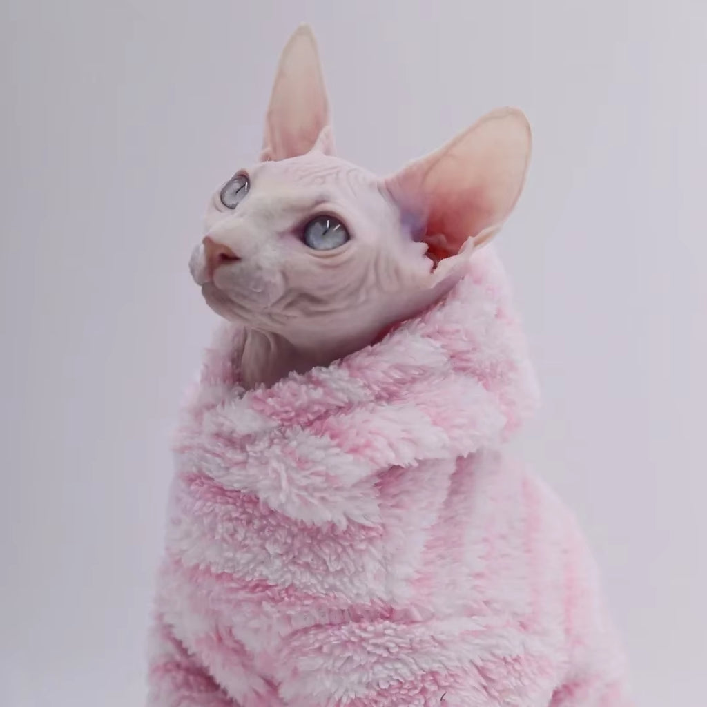 Soft Double-Sided Fluffy Winter Jacket Warmth Coat for Cat Thickening Sphinx Sphynx Cat Clothes Hairless Cat Outfits