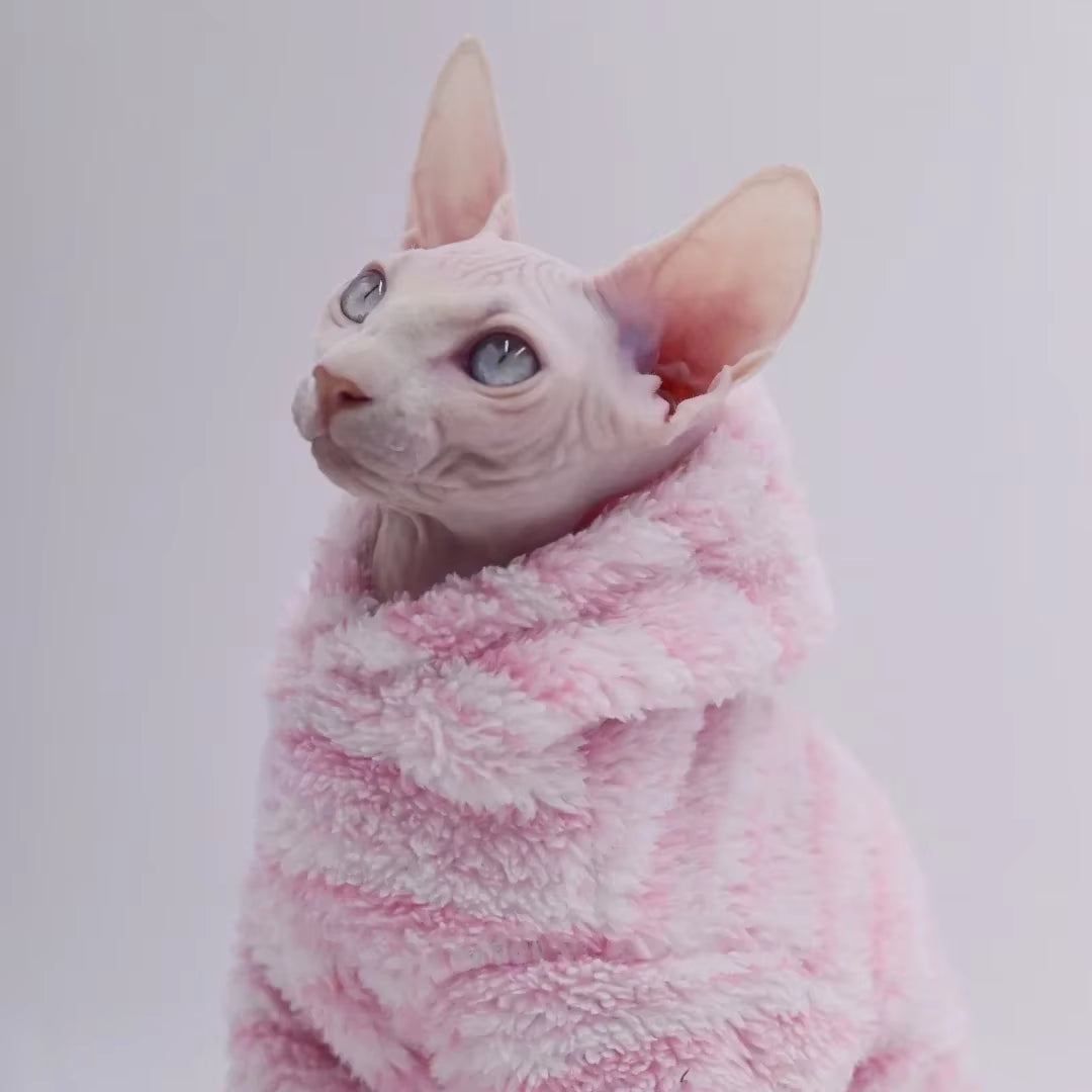 Soft Double-Sided Fluffy Winter Jacket Warmth Coat for Cat Thickening Sphinx Sphynx Cat Clothes Hairless Cat Outfits