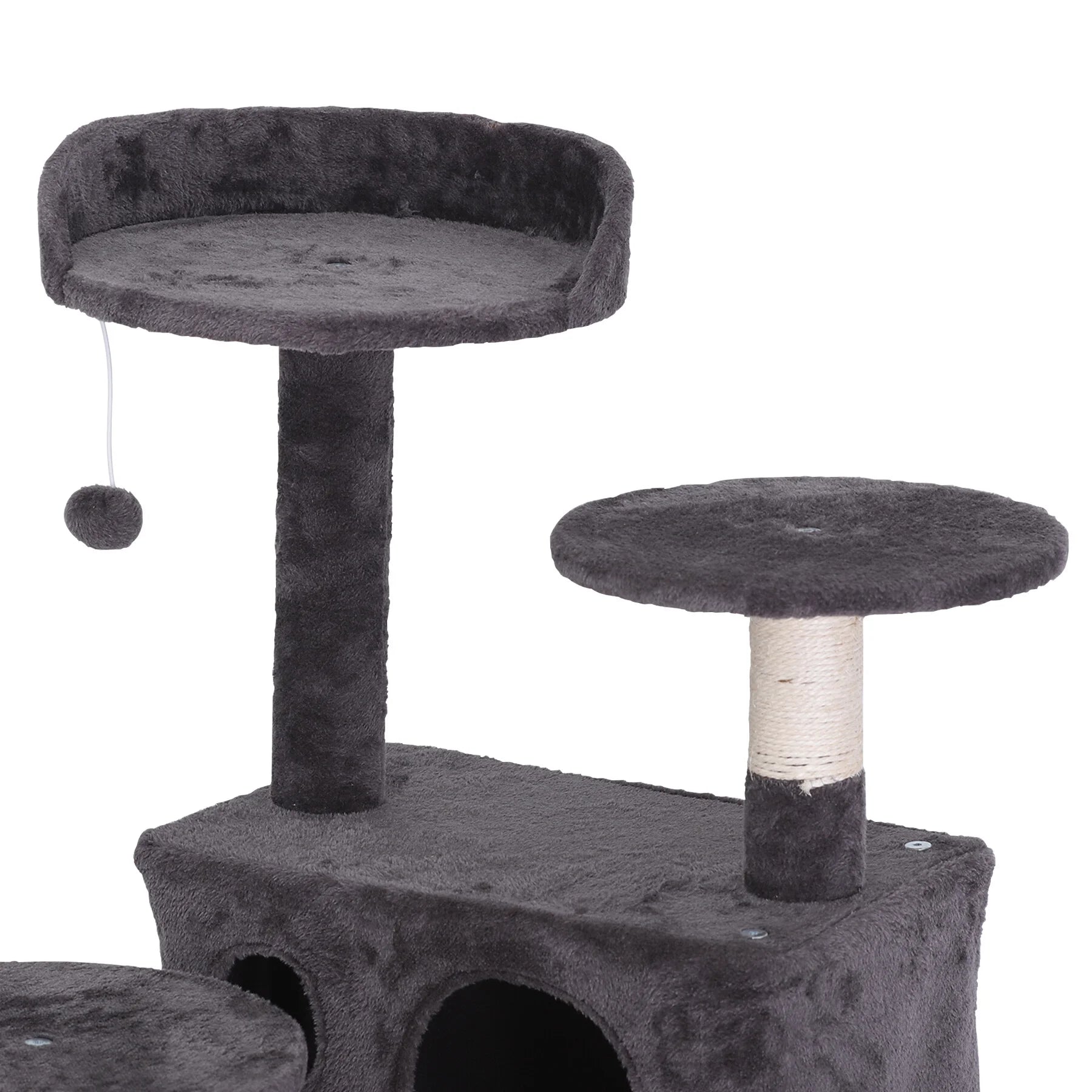 55-In Cat Tree & Condo Scratching Post Tower, Dark Gray