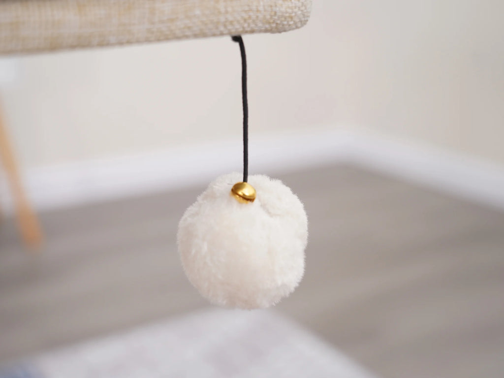 3-Level 30" Minimalist Cat Tree with Large Condo and Perch, 3 Toys, Beige