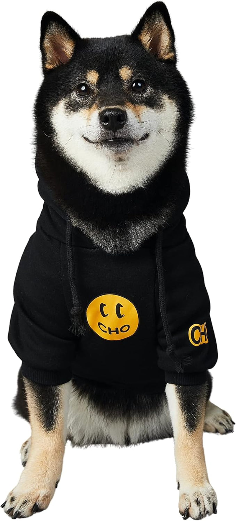 Smiley Dog Hoodie Stylish Dog Clothes Smiley Face Sweater Cotton Sweatshirt Fashion Outfit for Dogs Cats Puppy Small Medium Large (2XL, Black)