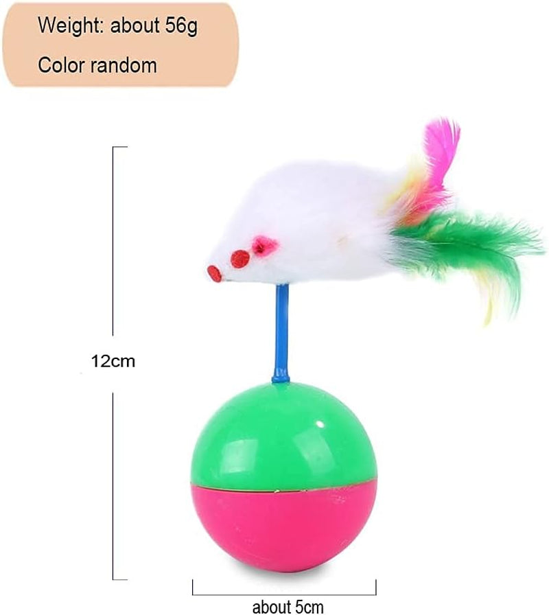 N/B 4Pcs Cat Toys Sisal Ball with Bell, Retractable Teaser Wand Toy, Springs Interactive Feather Toys, Pet Scratching Chew Eco-Friendly Bite Fluffy Mouse (Random Color)