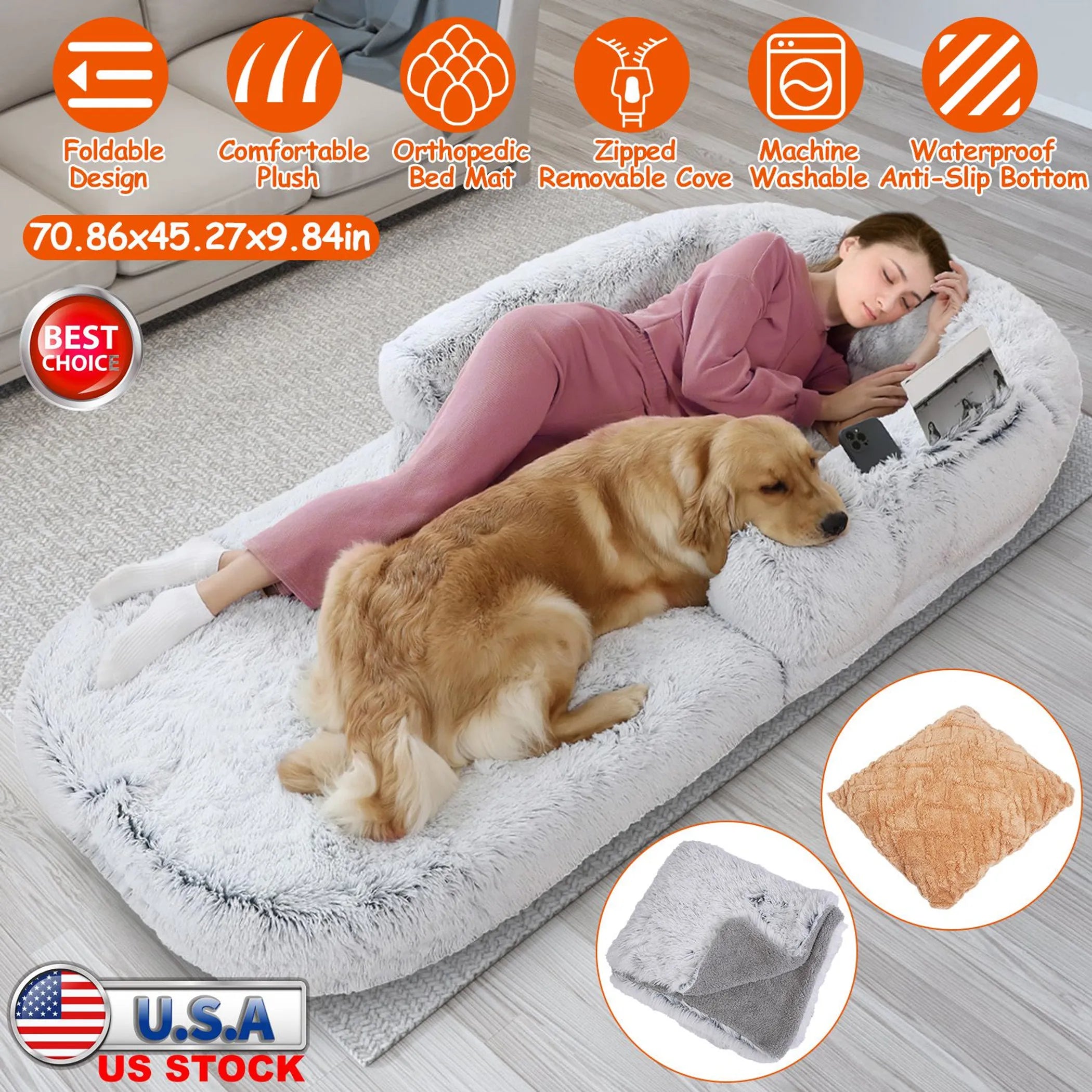 Large Foldable Human Size Dog Bed