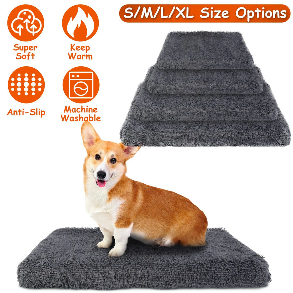 Dog Bed Soft Plush Cushion Cozy Warm Pet Crate Mat