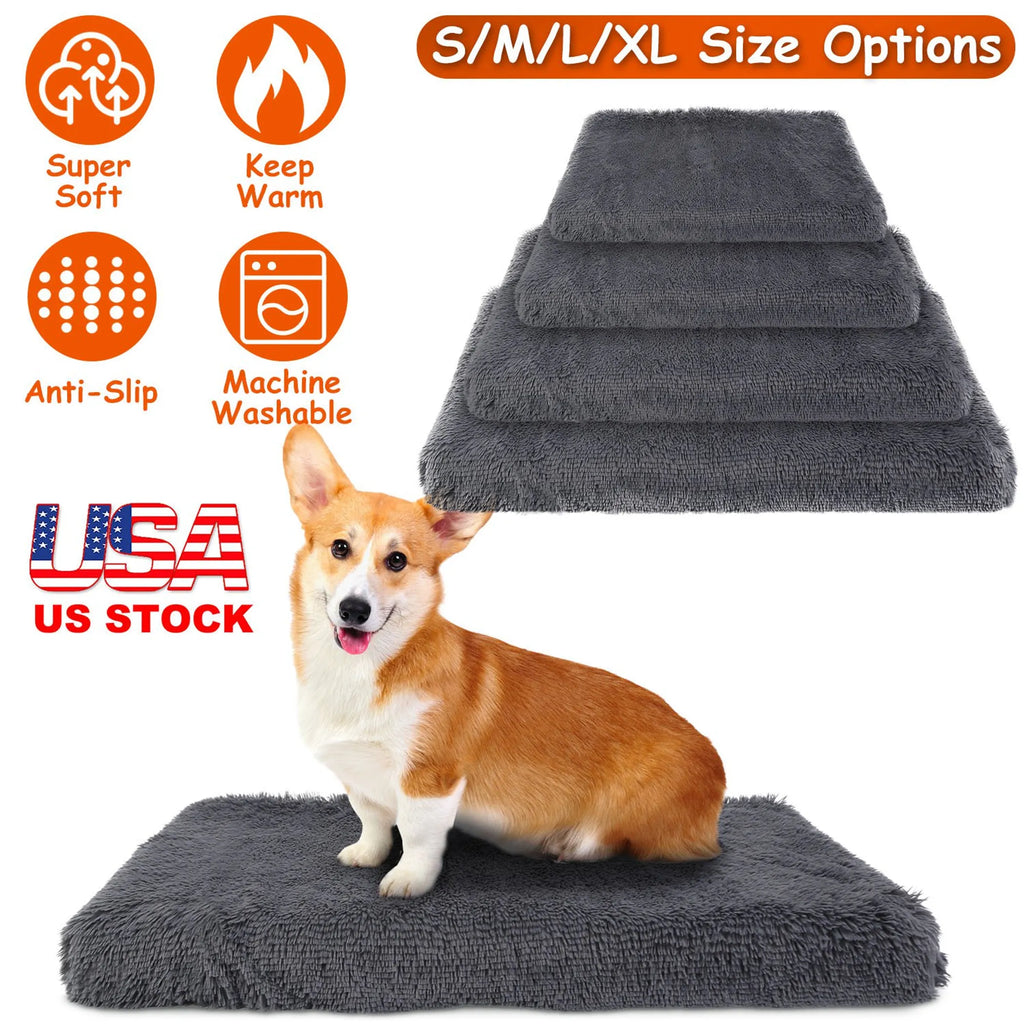 Dog Bed Soft Plush Cushion Cozy Warm Pet Crate Mat