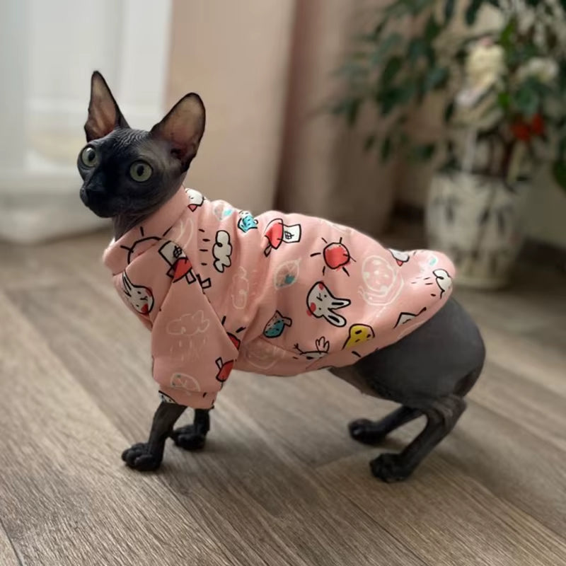 Cartoon Cat Hoodie Sweater Autumn Winter Pet Cat Clothes for Cats Katten Kedi Pullovers Mascota Pet Costume Cat Outfit Clothing