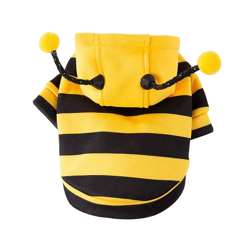 Funny Pet Bee Costumes Cat Clothes Stripe Hooded Cat Hoodies for Cats Kitten, Easter Halloween Dress up Party