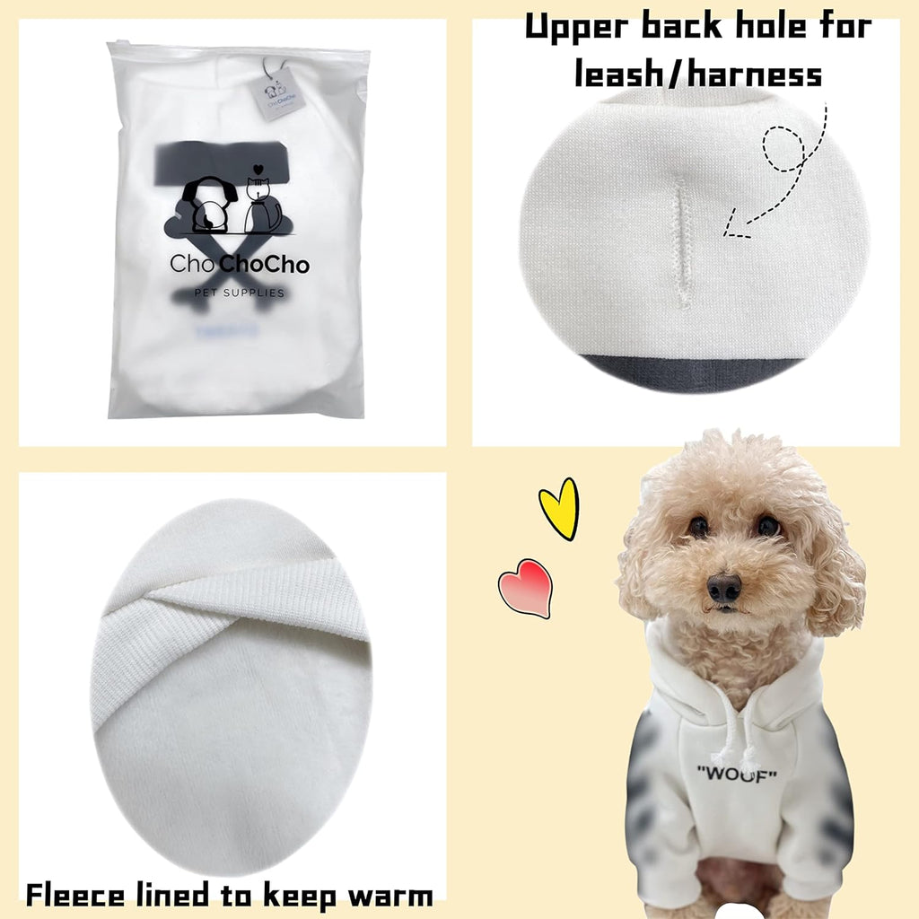 Stylish Dog Hoodie Dog Clothes Streetwear Cotton Sweatshirt Fashion Outfit for Dogs Cats Puppy Small Medium Large (2XL, White)