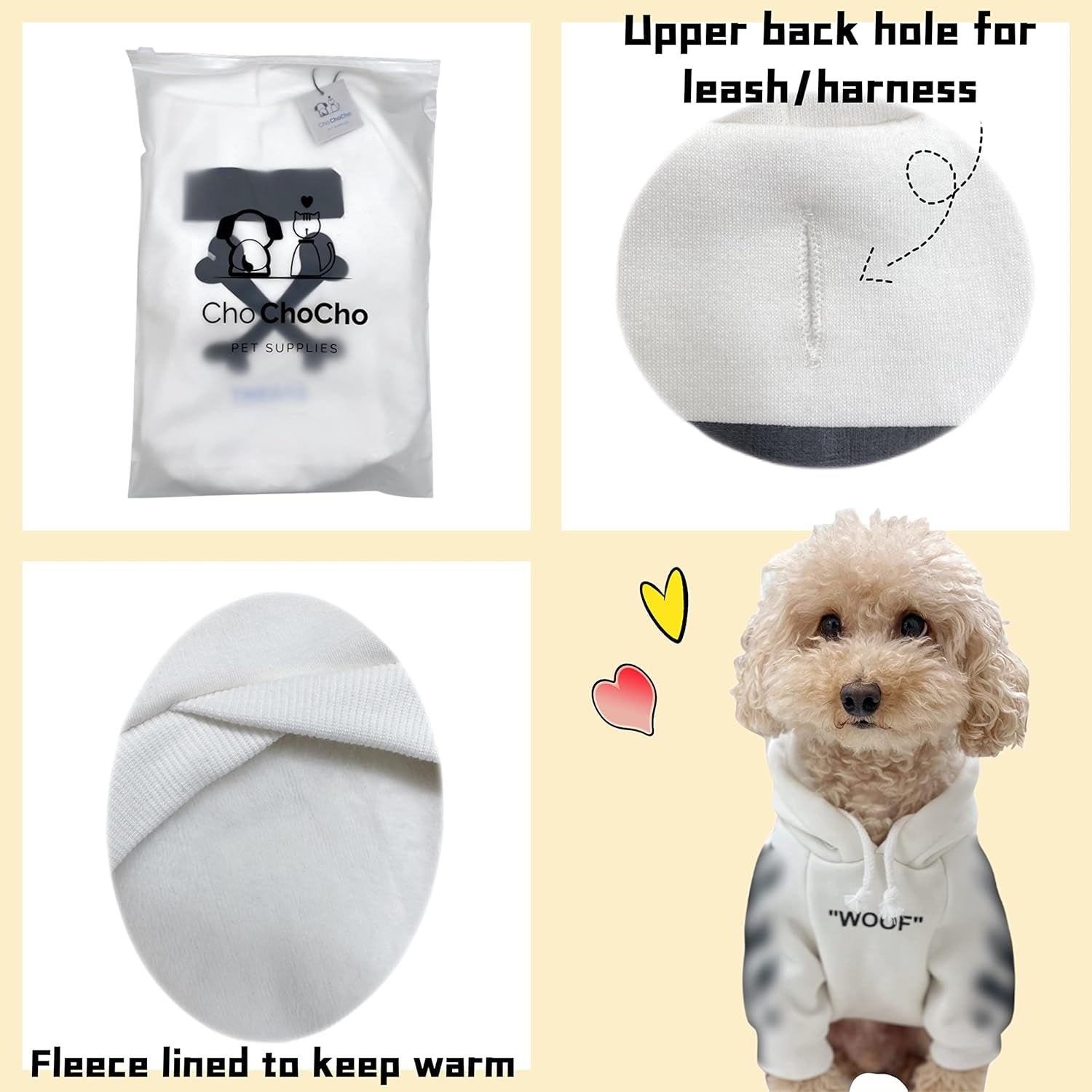 Stylish Dog Hoodie Dog Clothes Streetwear Cotton Sweatshirt Fashion Outfit for Dogs Cats Puppy Small Medium Large (2XL, White)