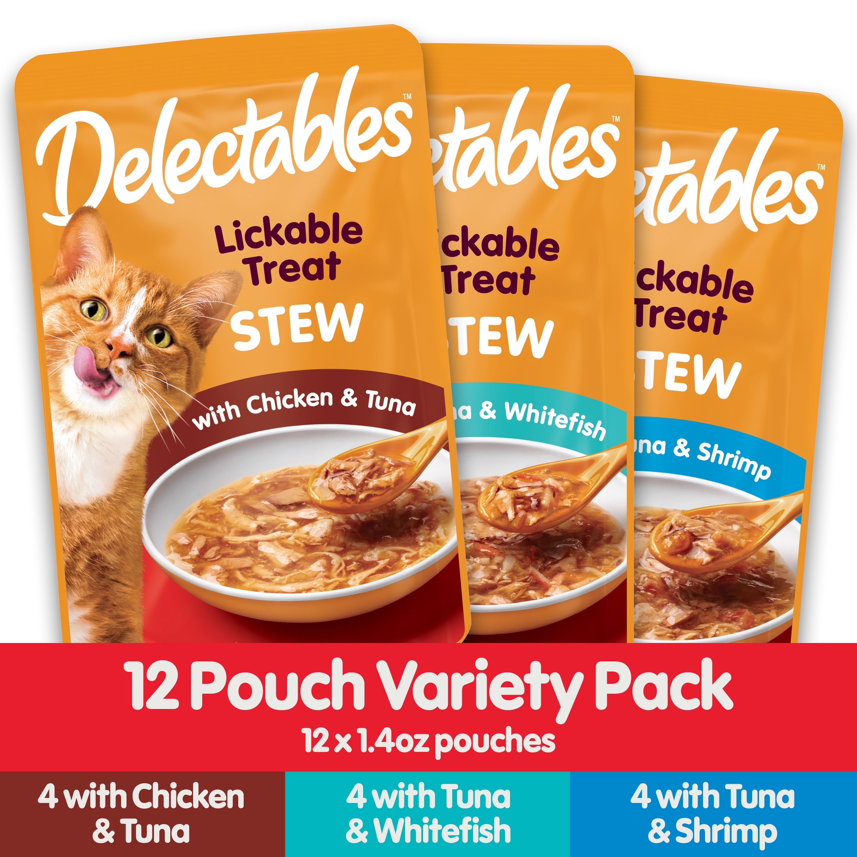 Lickable Cat Treats Stew Variety Pack, 12 Count (16.8 Oz.)