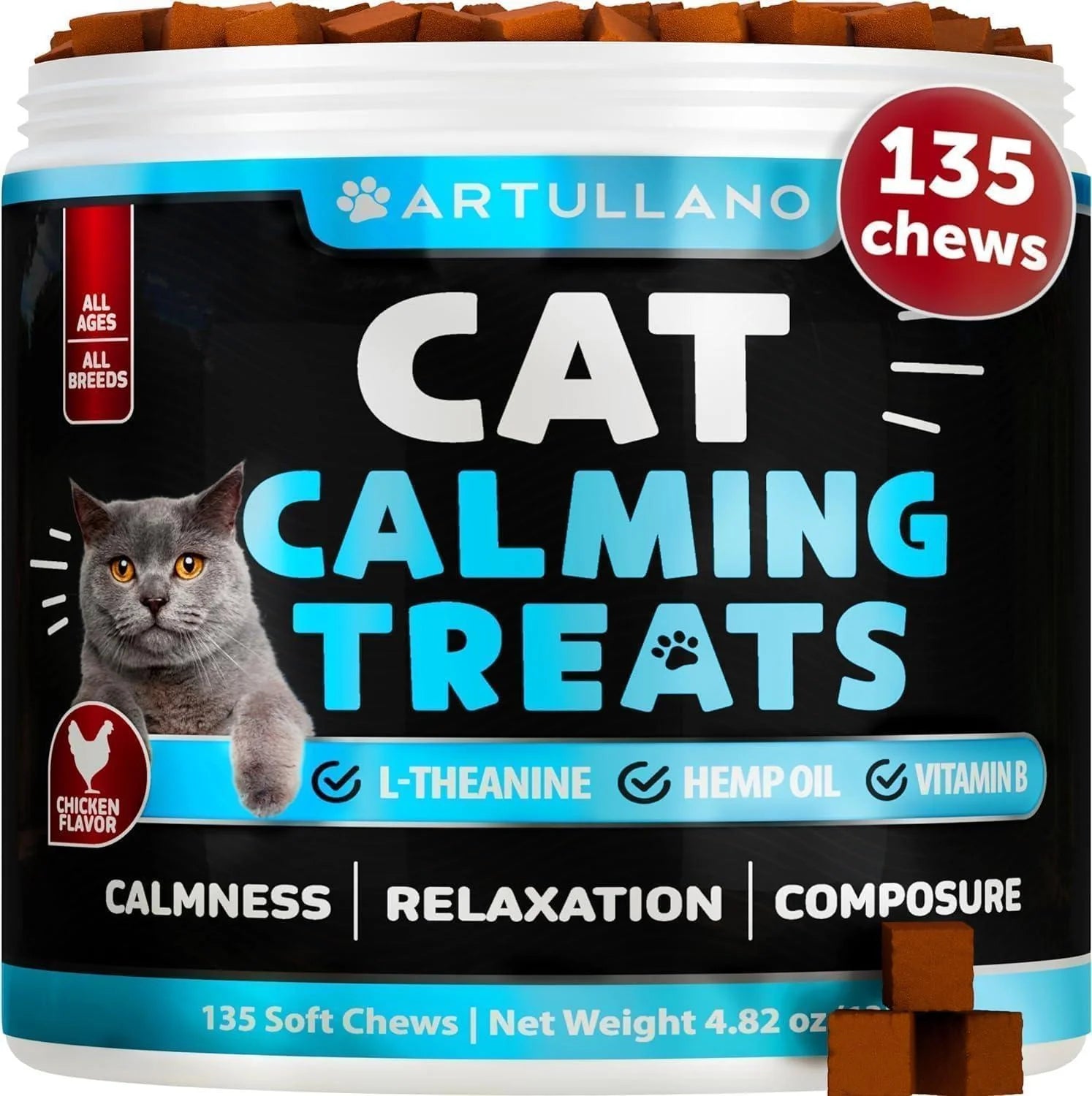 Hemp Cat Calming Treats for Stress & Anxiety Relief Cat & Kittens Melatonin