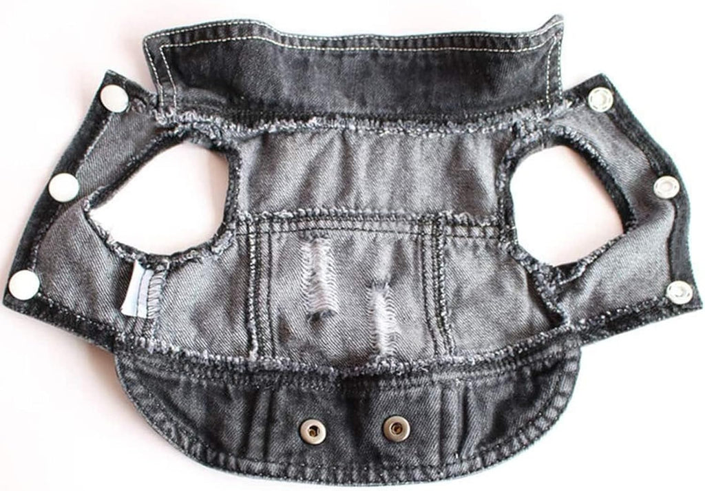 Cool Dog Jean Jacket Small Puppy Outfits Frenchie Clothes Denim Coats for Small Medium Dogs Cats Boys Girls Pet Vest Dog Shirt Clothing Doggy Costume (Black, Xxl（Suggest 15-20 Lbs）)