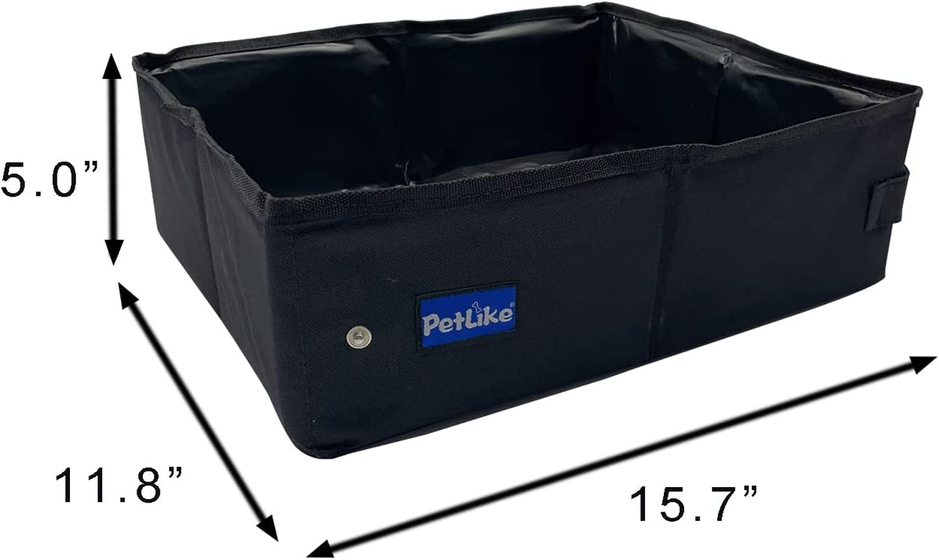 Travel Cat Litter Box, Leak-Proof Portable Litter Box, Collapsible Toilet Tray Carrier for Small Medium Cats (Medium, Black)
