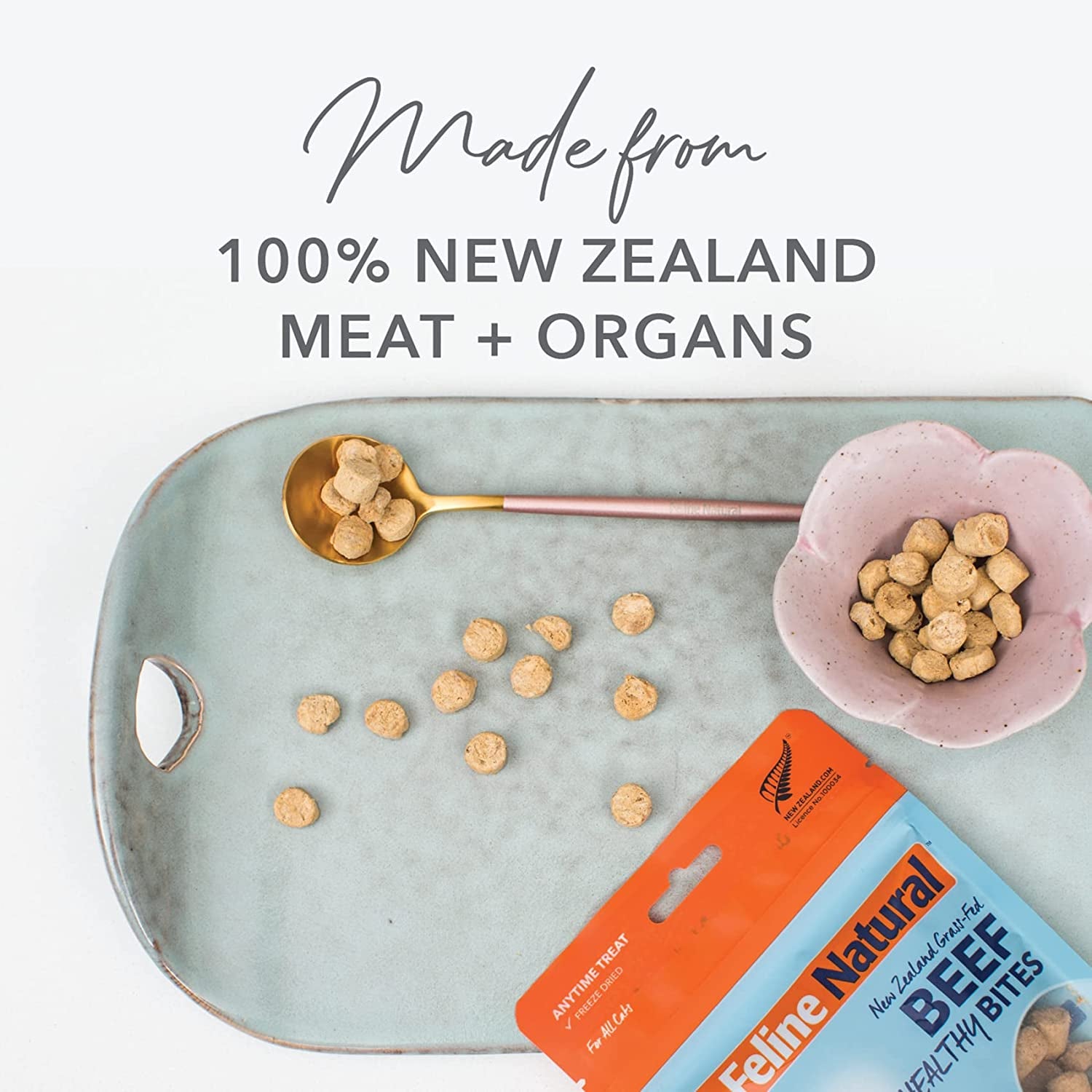 Freeze Dried Cat Treats – New Zealand Single-Source Protein Treats for Cats - Grain-Free Healthy Cat Snacks, Lamb Bites, 1.76Oz