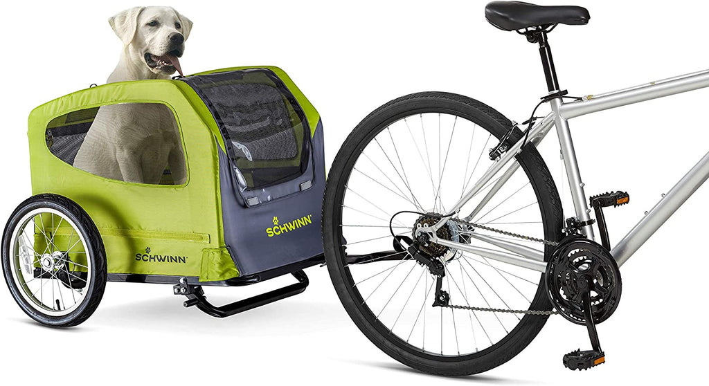 Rascal Pet Trailer, Holds Pets up to 50 or 100 Lb, Universal Coupler, Folding Frame, Quick-Release Wheels, Rear Doggy Door, Leash, Washable Liner, Bug Screen,  Bike Trailer for Pets