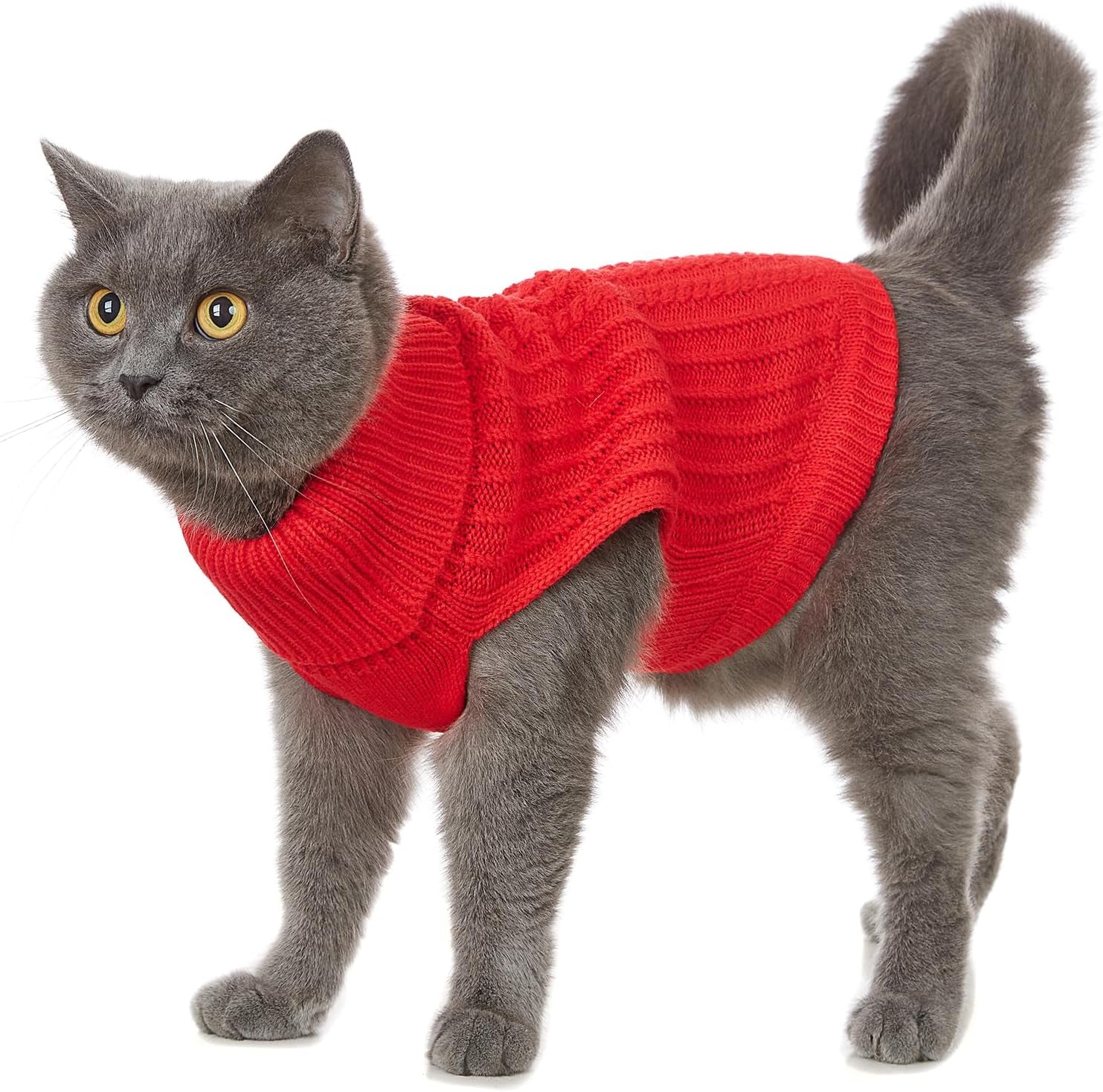 Cat Sweaters - 7 Colors, Cat & Small Dog Clothes (Red, Xx-Small)