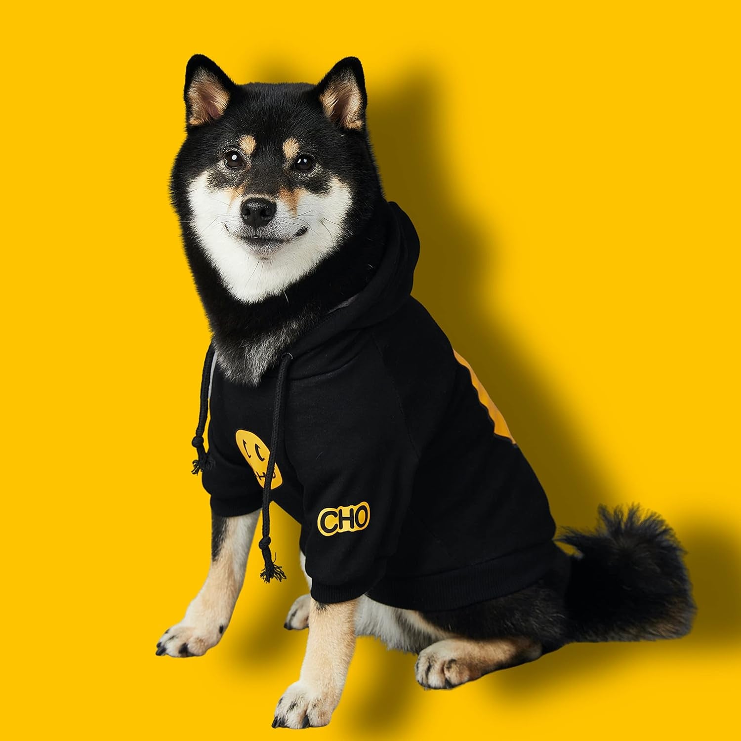 Smiley Dog Hoodie Stylish Dog Clothes Smiley Face Sweater Cotton Sweatshirt Fashion Outfit for Dogs Cats Puppy Small Medium Large (2XL, Black)