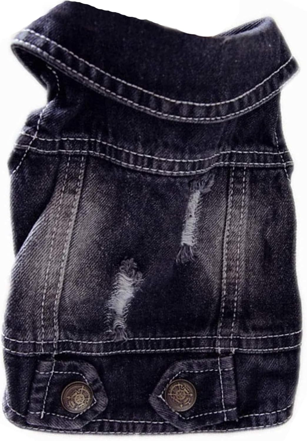 Cool Dog Jean Jacket Small Puppy Outfits Frenchie Clothes Denim Coats for Small Medium Dogs Cats Boys Girls Pet Vest Dog Shirt Clothing Doggy Costume (Black, Xxl（Suggest 15-20 Lbs）)