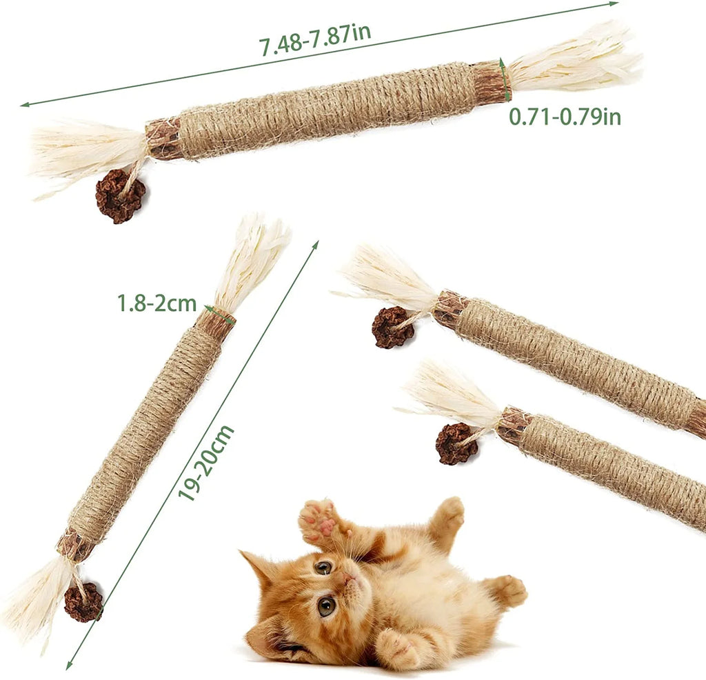 Catnip 4 Pieces Silver Vine Cat Chew Toys Cats Clean Teeth Chews for Stress Relief