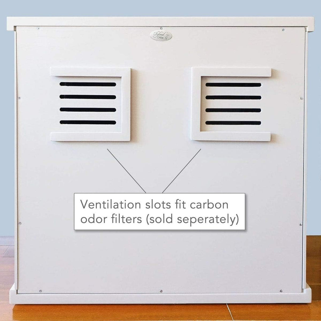 Cat Litter Box Enclosure Cabinet, Modern, White, Tulip Feet, Large, Hidden Litter Cat Furniture with Drawer