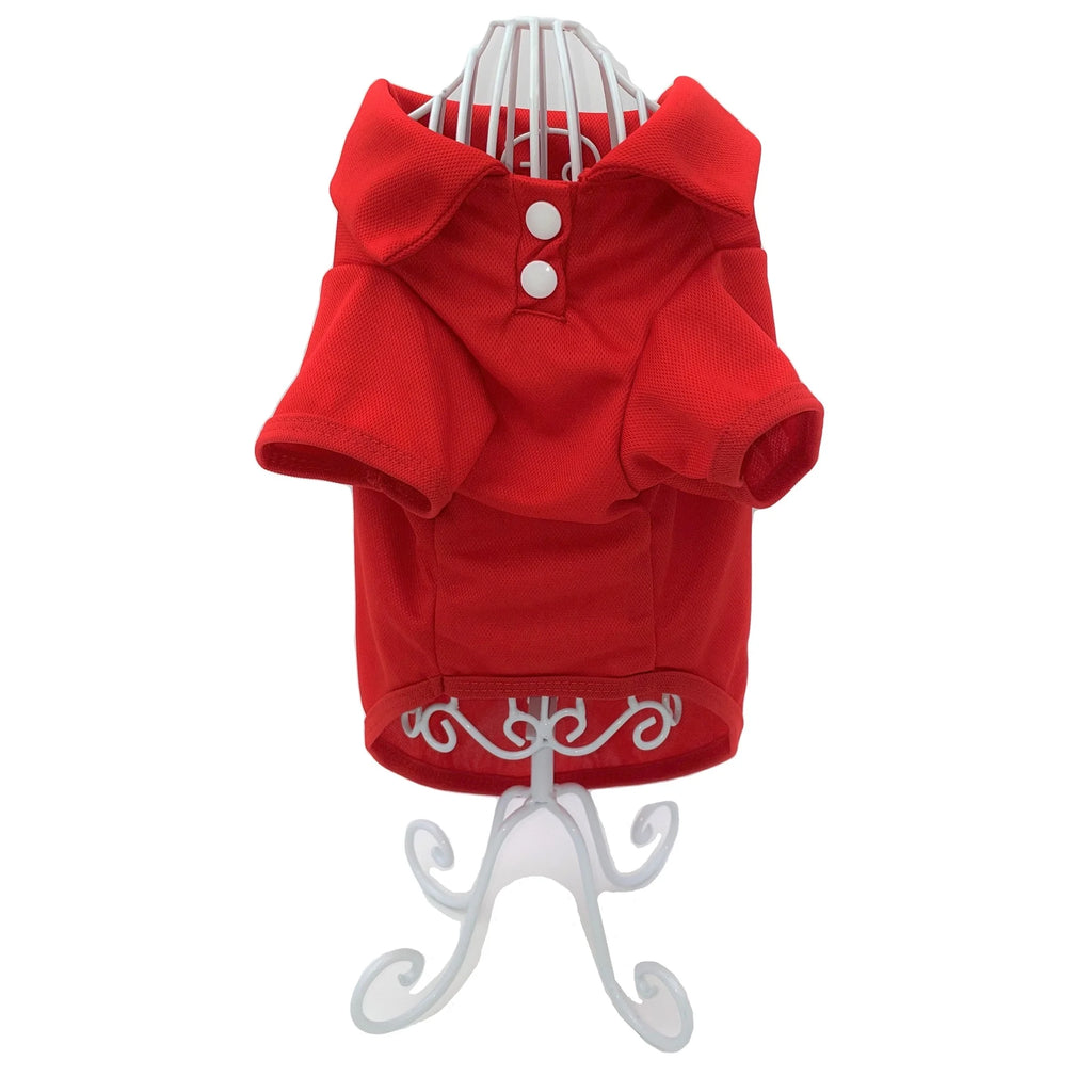 Cute Dog Polo Shirt T-Shirt Puppy Cat Clothes Apparel for Small Pet Red Sz M: Length - 14"