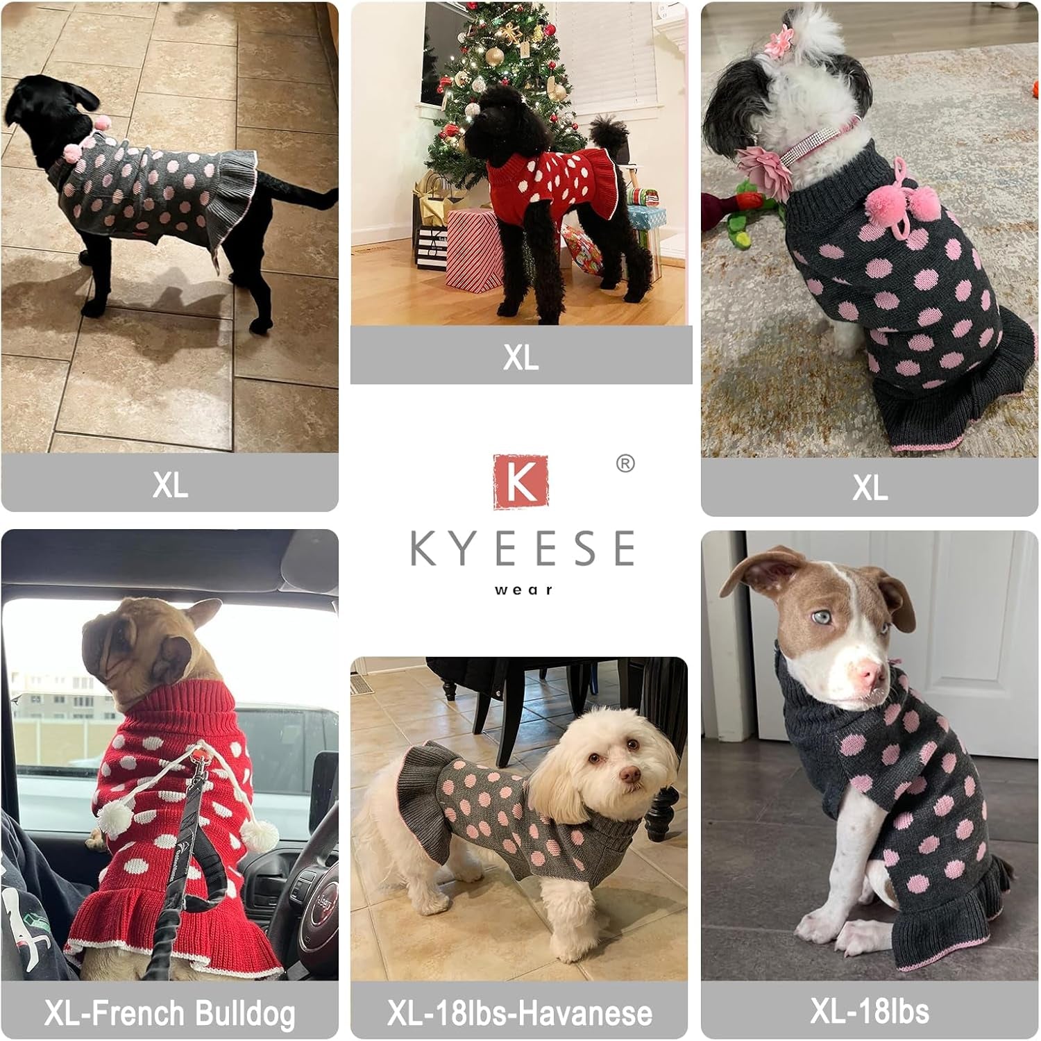 Red Dog Sweater Dress with Leash Hole Turtleneck Christmas for Girl Dog Sweater Small Medium Knit Pullover Warm Pet Sweater for Fall Winter