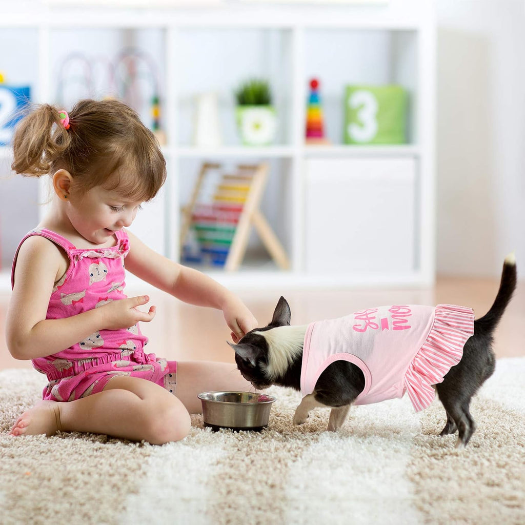 4 Pieces Dog Dress Shirt Cute Pink Dog Clothes Pet Princess Dress Puppy Summer Apparel Clothes Skirt Shirt with Ruffles Apparel for Small Puppy Cats Pet(M)