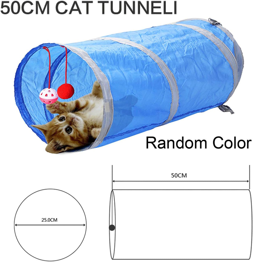 31PCS Cat Toys Kitten Toys Assortments, 2 Way Tunnel, Cat Feather Teaser - Wand Interactive Feather Toy Fluffy Mouse, Crinkle Balls for Cat, Puppy, Kitty, Kitten