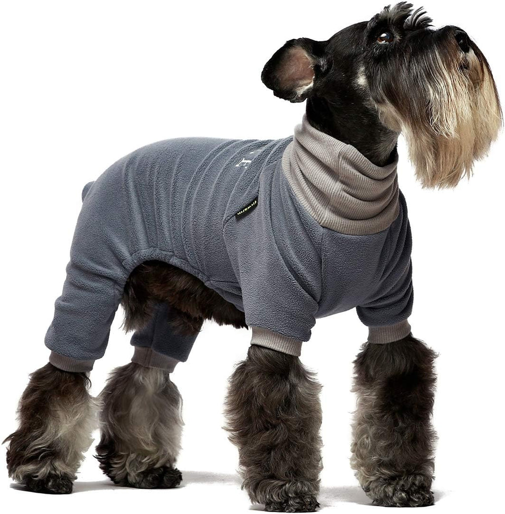 Embroidery Dog Clothes Turtleneck Thermal Fleece Puppy Pajamas Doggie Outfits Cat Onesies Jumpsuits Blue Medium