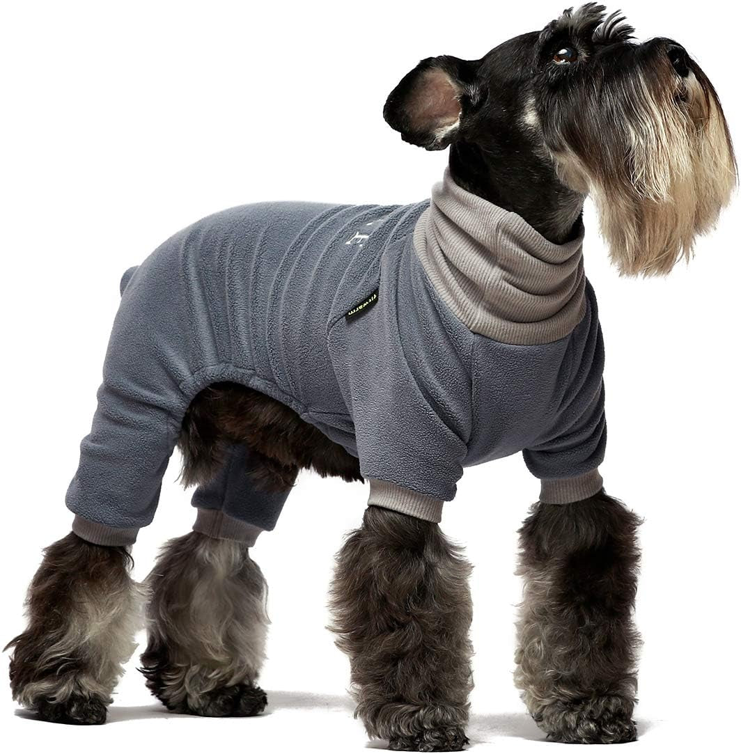 Embroidery Dog Clothes Turtleneck Thermal Fleece Puppy Pajamas Doggie Outfits Cat Onesies Jumpsuits Blue Medium