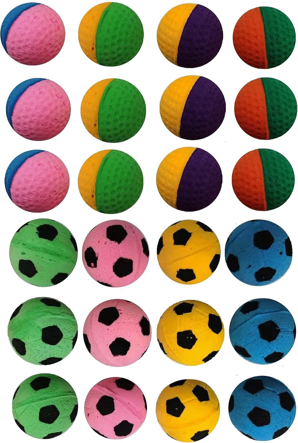 24 Pack Foam Soccer Balls Cat Toys for Indoor Cats (24Pcs Mixed Sponge Ball)