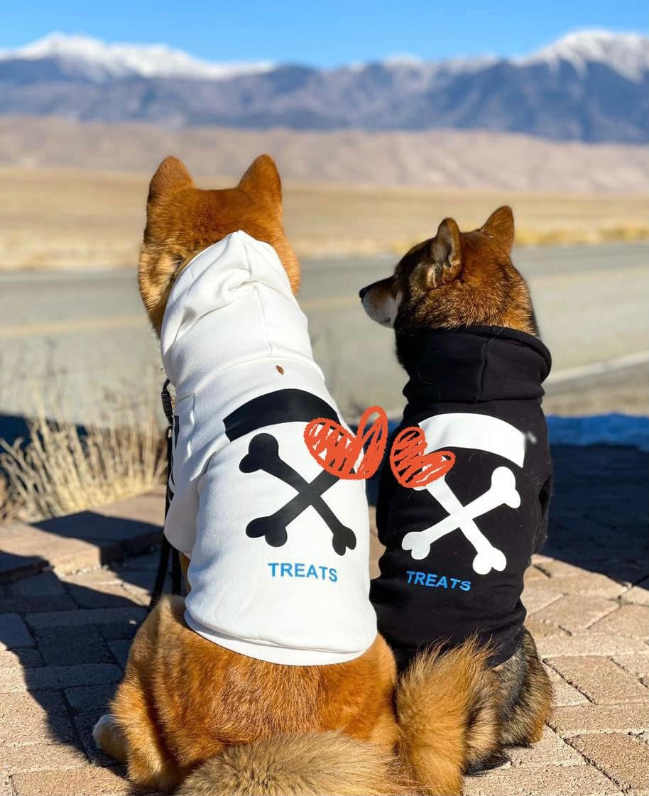 Stylish Dog Hoodie Dog Clothes Streetwear Cotton Sweatshirt Fashion Outfit for Dogs Cats Puppy Small Medium Large (2XL, White)