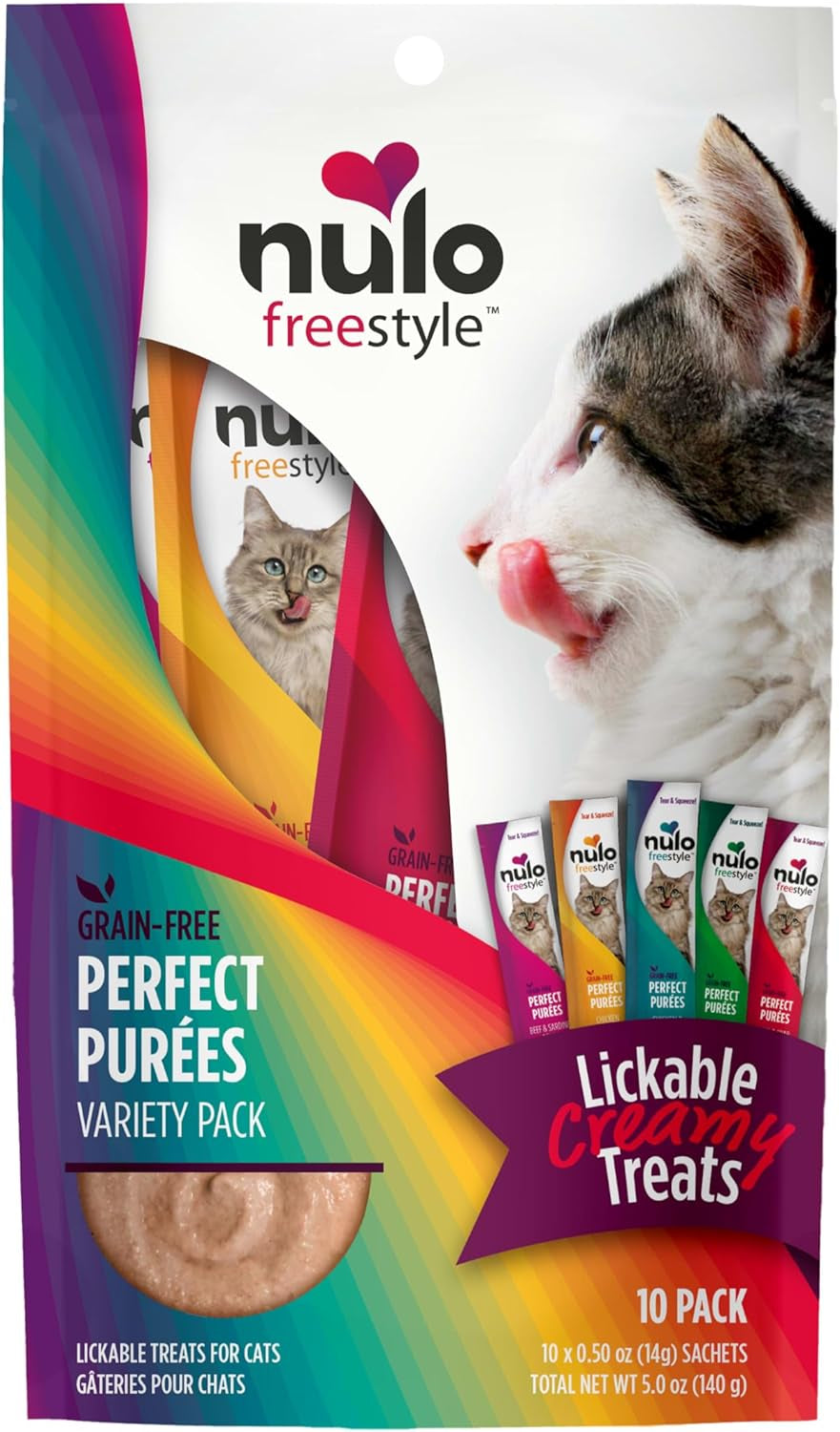 Freestyle Grain-Free Perfect Purees Premium Wet Cat Treats, Squeezable Meal Topper for Felines, High Moisture Content to Support Hydration, 0.5 Ounces in Each Lickable Wet Cat Treat Pouch