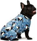 Penguin Thermal Pet Dog Pajamas Onesie Jumpsuit Stretchy Doggie Puppy Clothes Outift Lightweight Velvet (L, Light Blue)