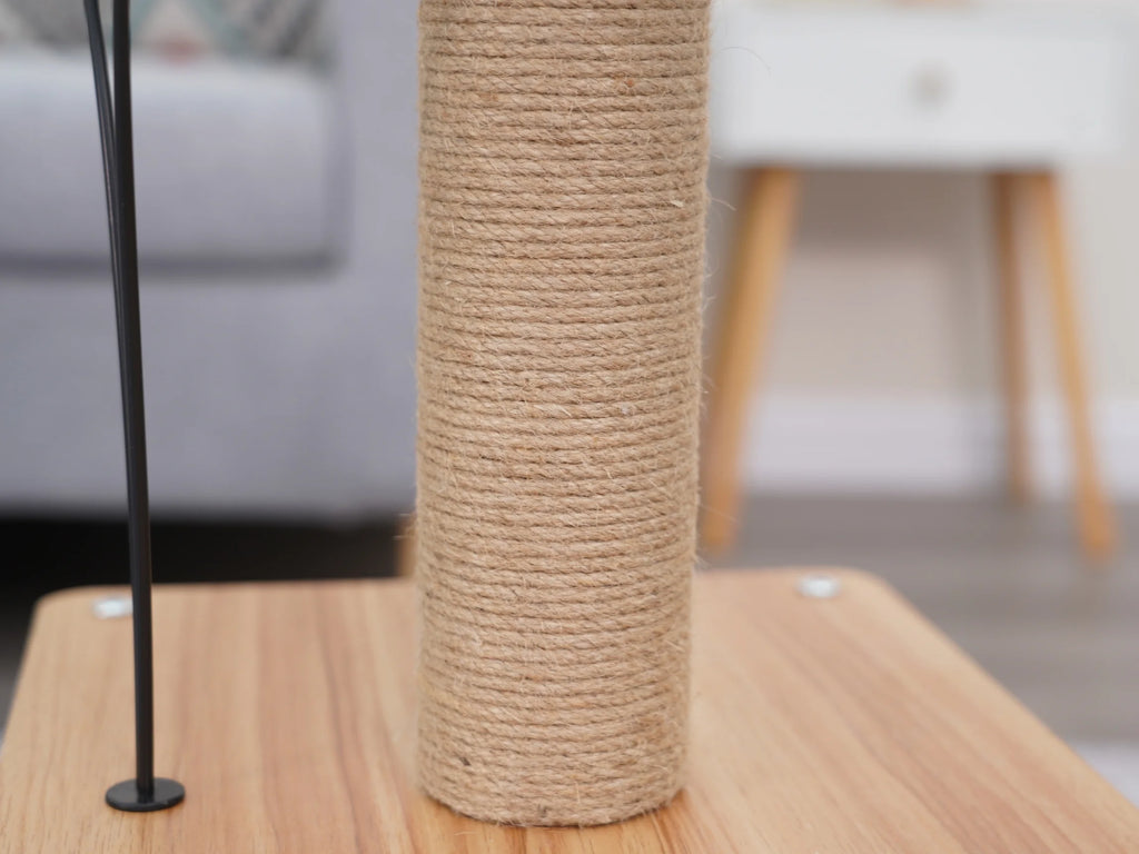3-Level 30" Minimalist Cat Tree with Large Condo and Perch, 3 Toys, Beige