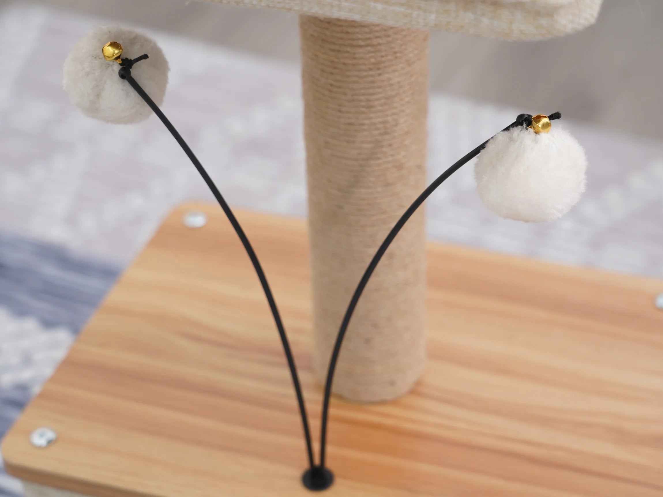 3-Level 30" Minimalist Cat Tree with Large Condo and Perch, 3 Toys, Beige