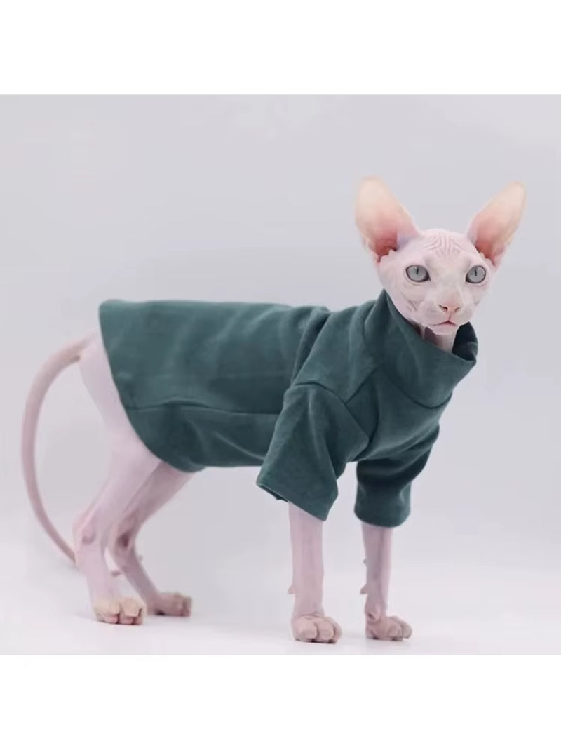 Sphynx Cat Clothes Pet Baby Soft Cotton Winter Cat Outfit for Cornish Solid Color Devon Hairless Cat Sweater Costume Pet Clothes
