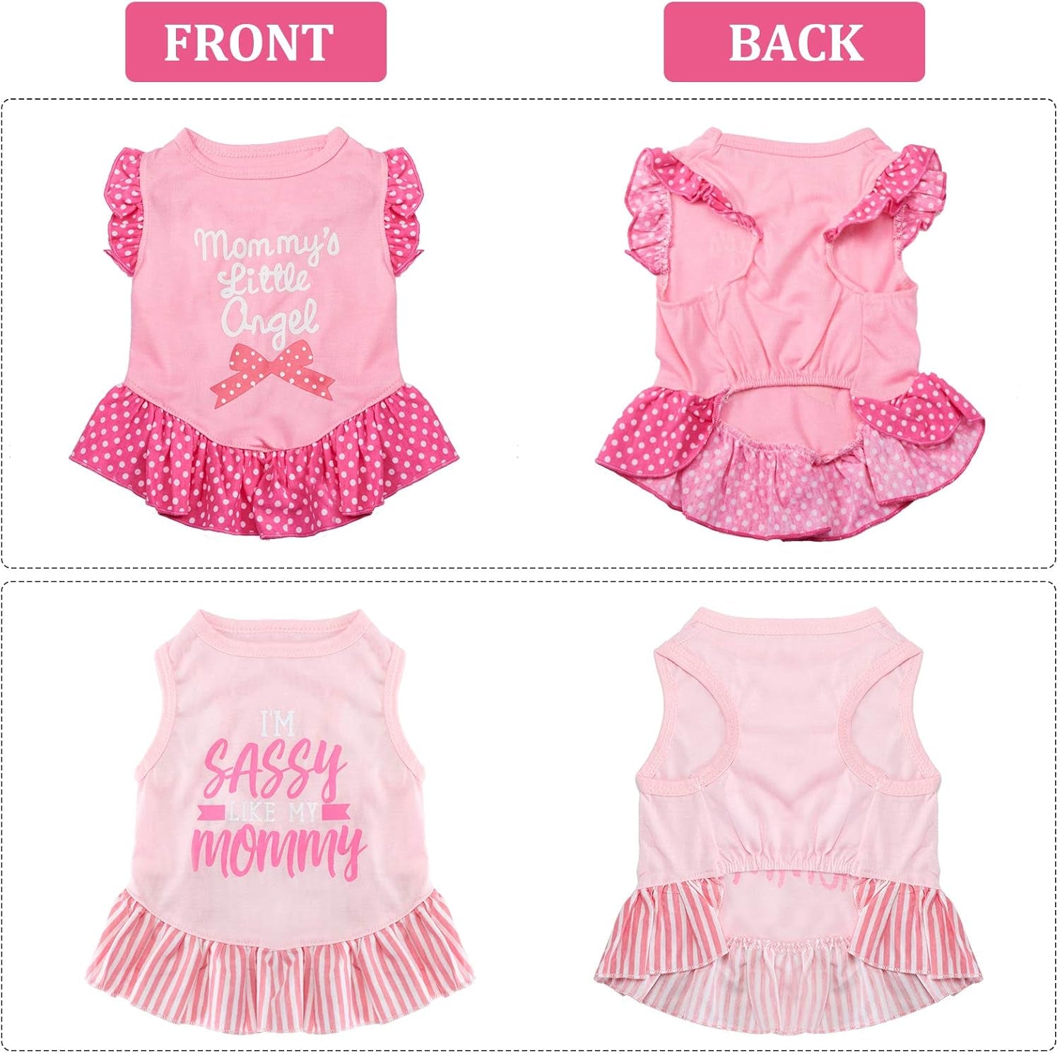4 Pieces Dog Dress Shirt Cute Pink Dog Clothes Pet Princess Dress Puppy Summer Apparel Clothes Skirt Shirt with Ruffles Apparel for Small Puppy Cats Pet(M)