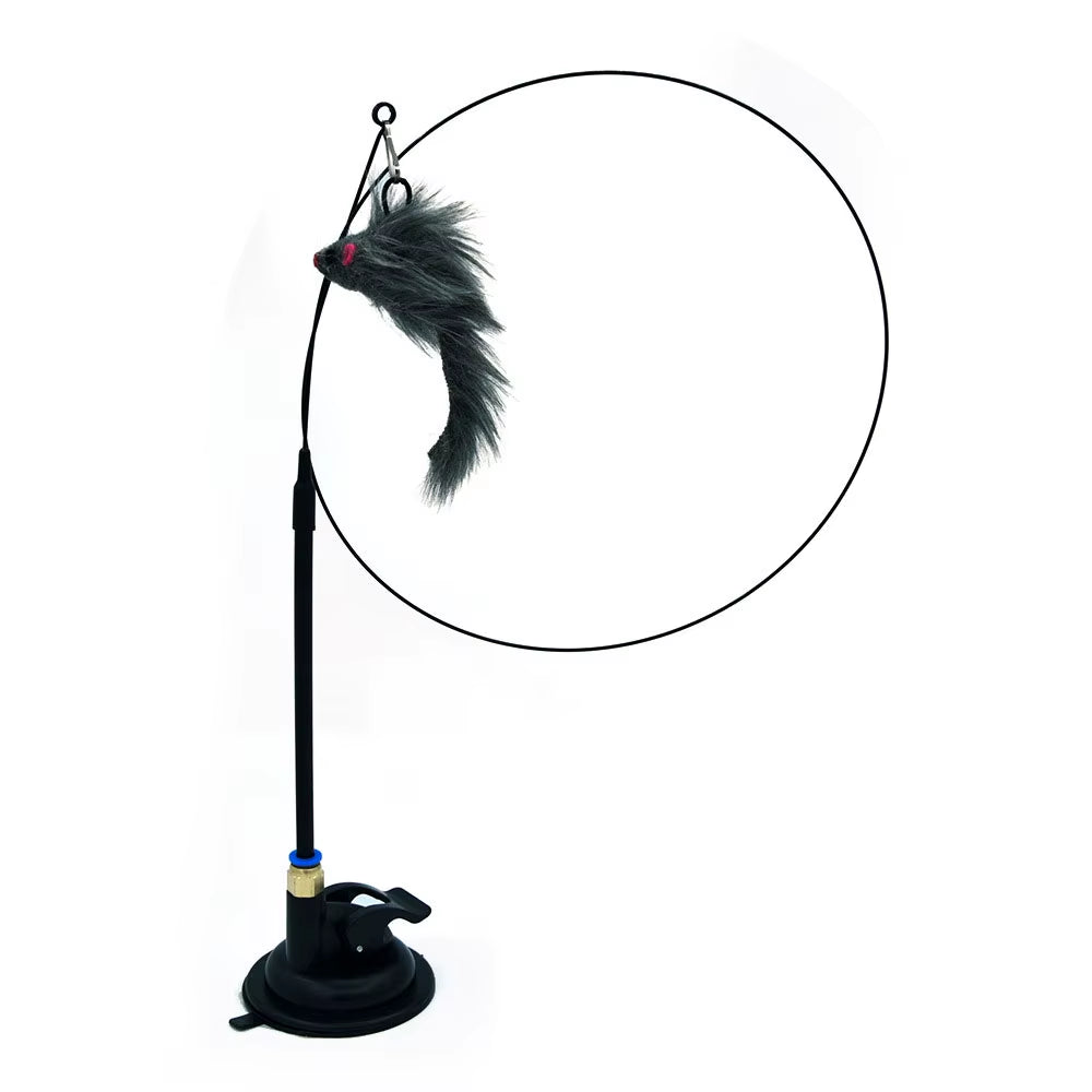 Funny Cat Toys Suction Cup Steel Wire Interactive Cat Teasing Stick Mouse Feather Butterfly Replacement Head Pet Supplies