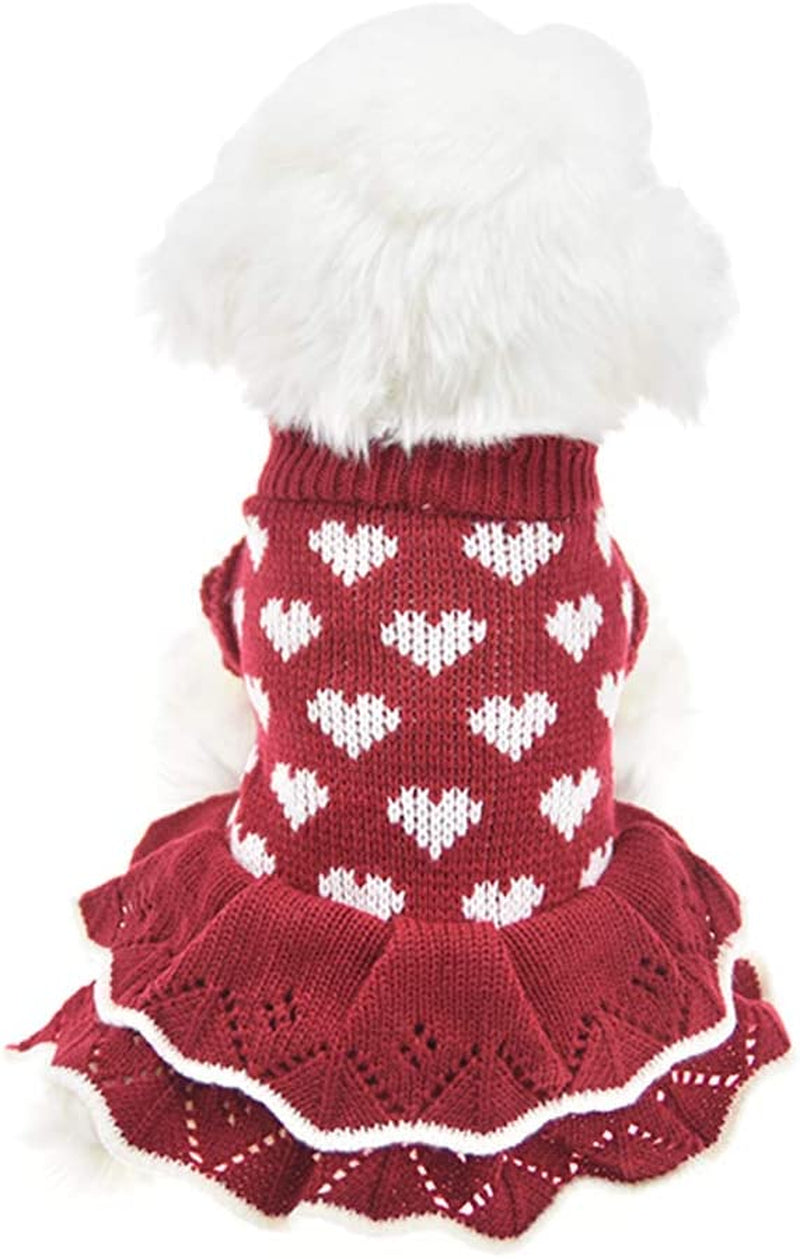 Small Dog Sweaters Girl Red Winter Warm Dog Christmas Dress Day Day Costume Clothes Dachshund Chihuahua Corgi (Red, XS)